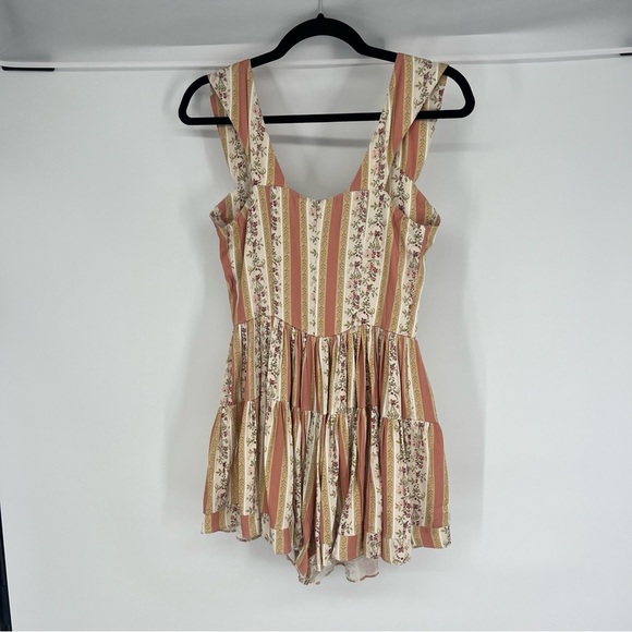 Vanessa Mooney The Elisabeth Romper Boho Mini Dress in Victorian Stripe M NWT - Picture 9 of 10